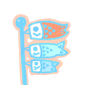 クレヨンで描いた鯉のぼりイラスト　ピンクver