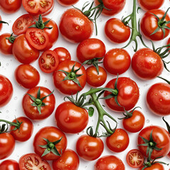 Wet red tomatoes isolated on white background with clipping path