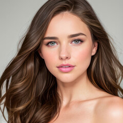 Naklejka premium portrait of a beautiful brunette with blue eyes