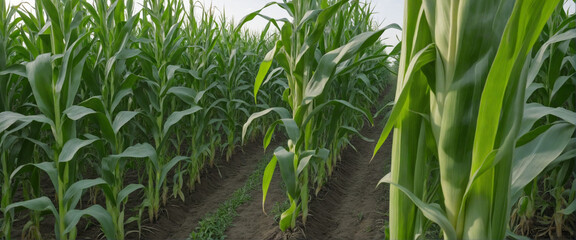 Corn cobs in corn plantation field