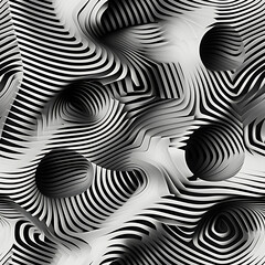 Black and White Illusionary Seamless Tile