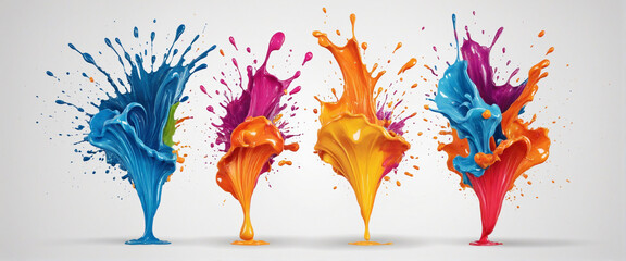 Colorful paint splashes in a vibrant swirl of fluid motion - AI-generated design element 