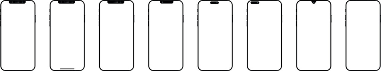 Realistic mobile phone mockup vector. Mockup smart phone vector set for template designs. vector mobile phone.