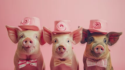 Fotobehang Greeting Card and Banner Design for National Pig Day Background © AliaWindi