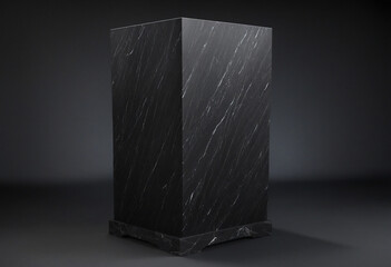 Black stone pedestal in stage for product display presentation