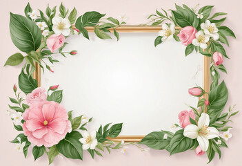 Floral Frame Illustration with Copy Space and Botanical Design
