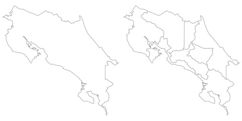 Costa Rica map. Map of Costa Rica in white set