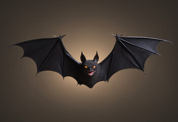 Creepy cartoon bat flying in the night - AI generated illustration with Halloween vibes