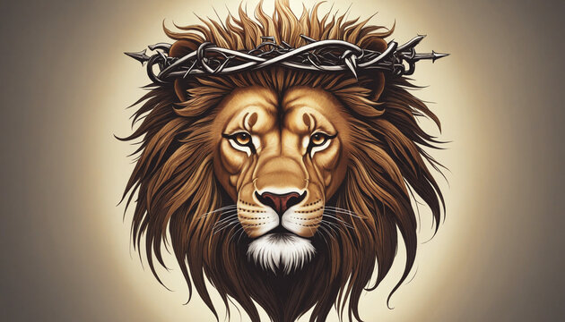 "Christian symbolism in hand-drawn artwork: The crowned lion as a spiritual symbol"