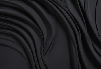 Fototapeta premium Elegant Black Satin Wave Background: A Luxurious and Stylish Soft Material Design