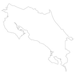 Costa Rica map. Map of Costa Rica in white color