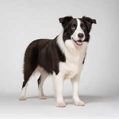 Adorable Border Collie Puppy Sitting on White Background for Animal Lovers Website Banner