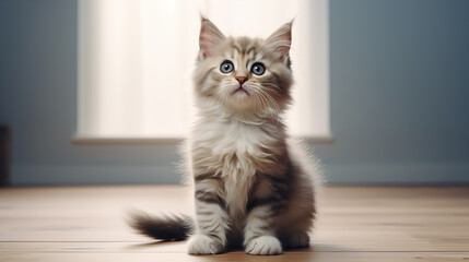 Pretty cat looking at camera with eyes, cute domestic cat animal for people