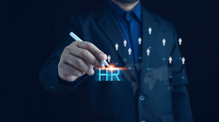 HR management, Human resources management concept, Technology and network concept. CRM, HR word...