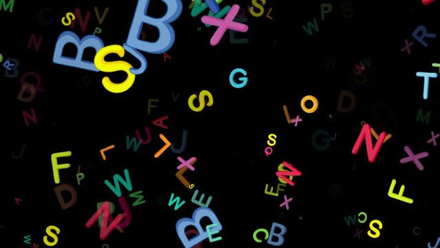 Alphabets Letters. English Alphabets Letters Flying. Seamless Loop 