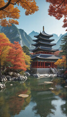 Experience the stunning beauty of an ancient temple nestled in the mountains of a traditional...