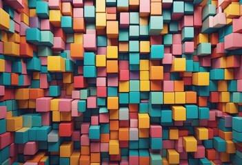 Abstract Geometric Rendering: Vibrant Multi-Colored Cube Design for Modern 3D Wallpaper