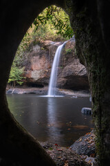 Fototapeta na wymiar Haew Suwat waterfall at Khao Yai National Park Nakhon Ratchasima povince , Thailand.