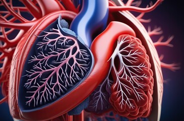 Structure of internal organ in humans suffering from heart disease and lung disease