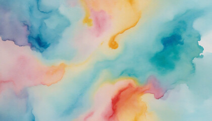 Fototapeta premium Dreamy pastel watercolor background in high-coloured gradients and gentle fluid lines