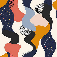 Minimalist abstract art repeating pattern in vintage colors
