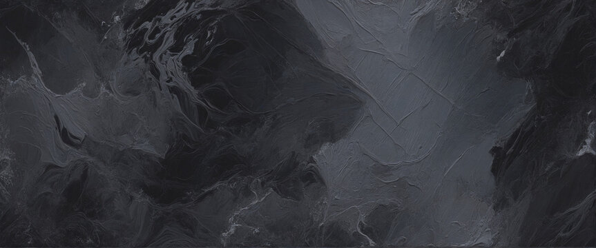 Mesmerizing closeup of a unique abstract painting featuring a striking combination of black, grey, and dark shades, perfect for enhancing any design with a stylish and creative touch 