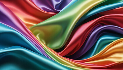 Abstract Vibrant Gradient Satin Texture - Colorful Rainbow Wavy Design with a Soft Silk Fabric Feel