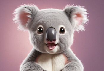 Enthusiastic baby koala peeking with bright eyes - Powered by Adobe