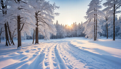 Obraz premium Winter Scene on Blank Canvas