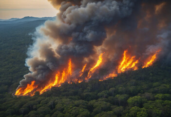 Wildfire in tropical forest