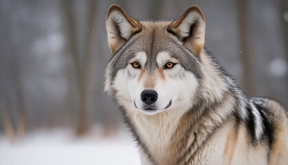 Obraz premium Lone wolf portrait on clear background, png, stunning.