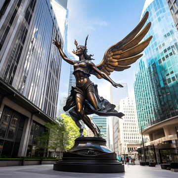 Iconic Bronze Eros Statue in London Depicting the Greek God of Love