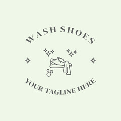 wash shoes business line minimalist design minimalist illustration creative