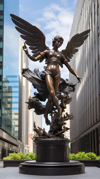 Iconic Bronze Eros Statue in London Depicting the Greek God of Love