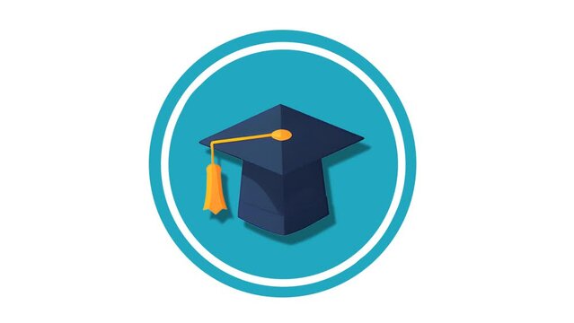 Graduation cap Icon of nice animated for your videos easy to use with Transparent Background