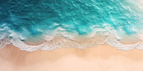 Top view waves on the sand beach summer holiday vacation concept