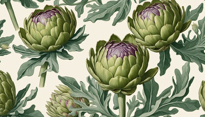 Vintage Botanical Artichoke Illustration