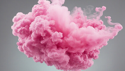 Colorful pink smoke paint explosion, color fume powder splash on transparent background PNG