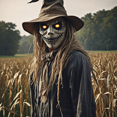 Scary Scarecrow Isolated on Transparent Background