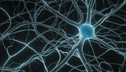 "Exploring the intricate connections between nerve cells in the brain through fractal illustrations and abstract representations"