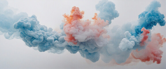 A colorful smoke explosion on plain white background from Generative AI
