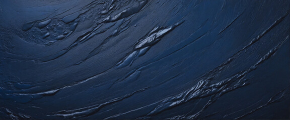 Captivating closeup showcasing an abstract rough art painting texture in deep, dark blue, ideal for...
