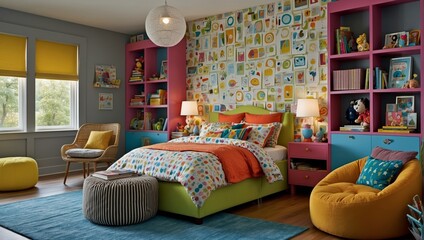 modern house,kids bedroom,interior design,