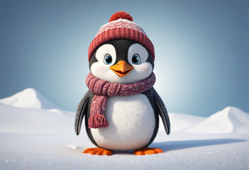 Adorable penguin ready for a snowy adventure