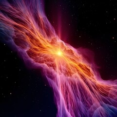 Vibrant Cosmic Nebula Illustration with Vivid Interstellar Clouds and Starlight