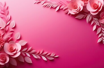 Women's day celebration background, 8 march, number eight on pink decorated, horizontal copy space. 