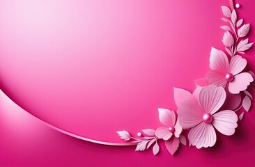 Women's day celebration background, 8 march, number eight on pink decorated, horizontal copy space. 