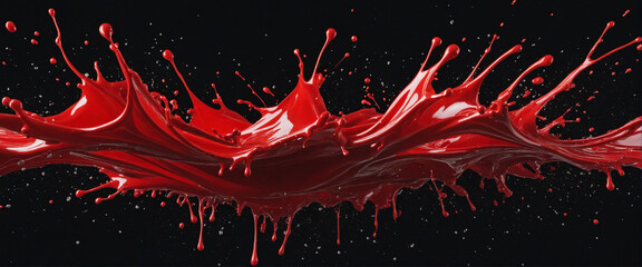 Vibrant Red Paint Splatter on Dark Canvas - Bold and Eye-catching Aesthetic for Art, Graphic Design, and Stunning Images