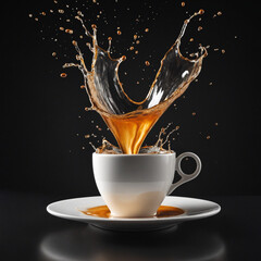 Bold and Steaming Cup of Espresso on a Dark Background