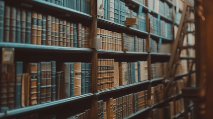 Wall of Books in Library With Abundant Collection